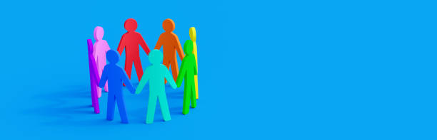 istock Colorful group of people holding hands. Diversity and tolerance concept 3d render 1333275891