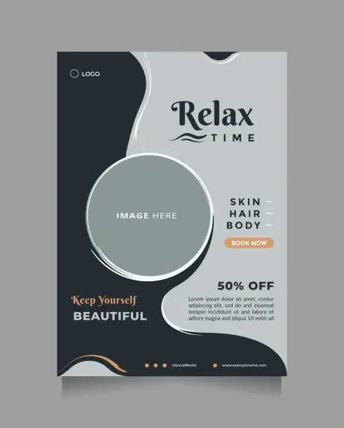 Vector illustration of Creative and modern beauty care promotion design. Flat design vector flyer and brochure template with a photo collage. Template can be used for promotion of beauty products, fashion, something natural