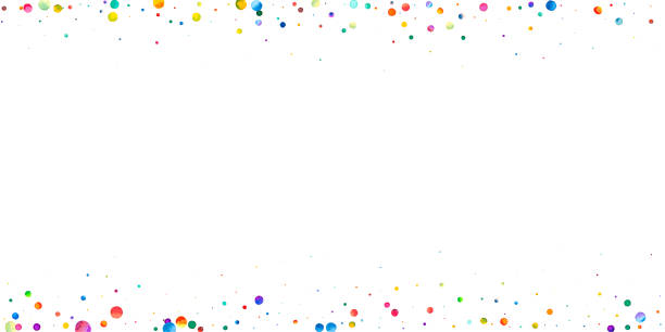 istock Watercolor confetti on white background. Adorable rainbow colored dots. Happy celebration wide colorful bright card. Remarkable hand painted confetti 1333279348