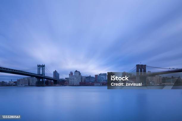 Two Bridges Stock Photo - Download Image Now - Brooklyn - New York, East River - New York City, Architecture