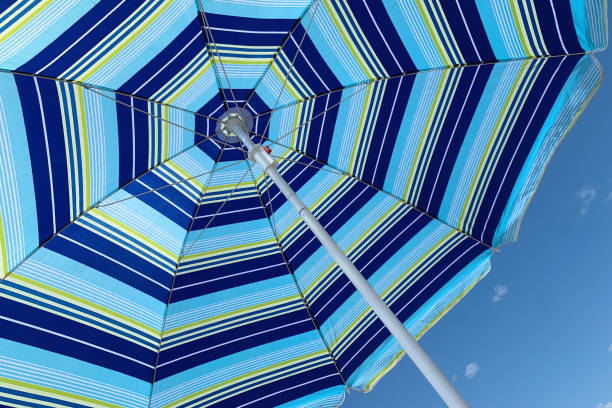 istock Summer vibes - beach umbrella and blue sky, heat. 1333280688