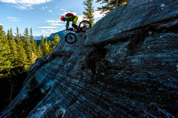 istock View of mountain biker descending rock slab 1333281287