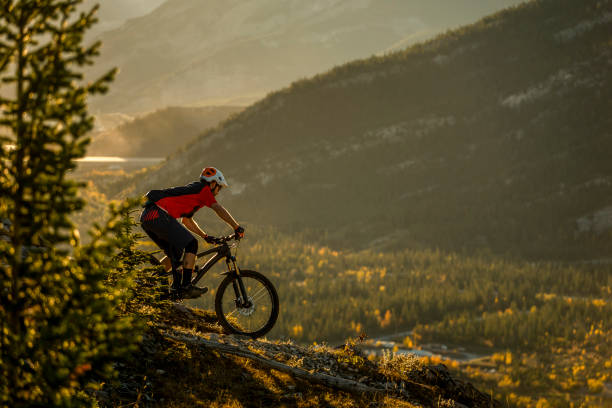 istock View of mountain biker descending mountain ridge 1333281361
