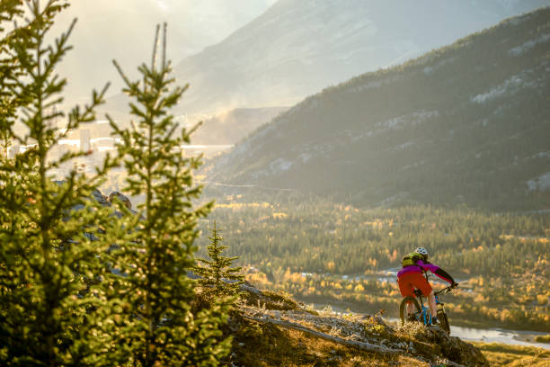 istock View of mountain biker descending mountain ridge 1333281371