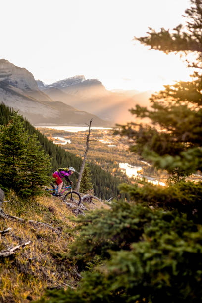 istock View of mountain biker descending mountain ridge 1333281395