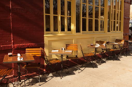 Cafe outdoor setting in New York City.