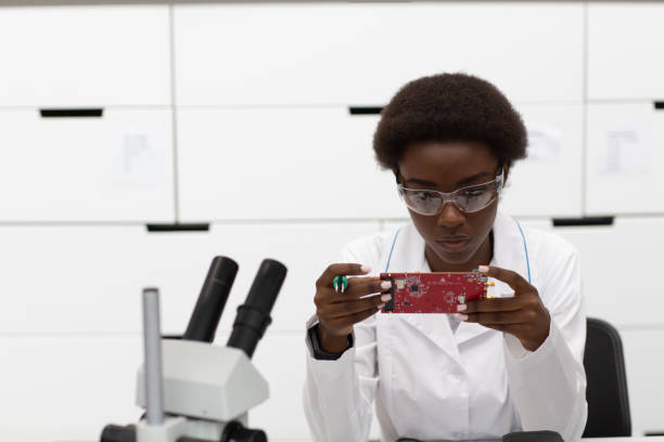 istock Scientist african american woman working in laboratory with electronic instruments 1333284163