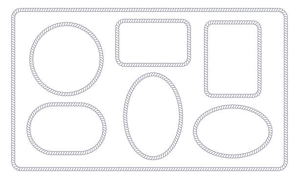 Different rope frames set. Circle, oval, rectangle shapes in retro yacht style. Nautical design elements. Simple vector illustration Different rope frames set. Circle, oval, rectangle shapes in retro yacht style. Nautical design elements for print and decoration. Simple vector illustration. rope stock illustrations