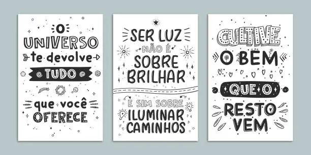 Vector illustration of Three motivational Portuguese posters