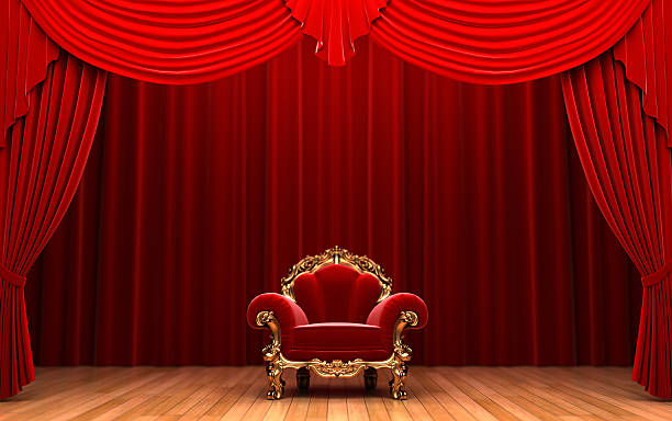 istock red velvet curtains and chair 133329279