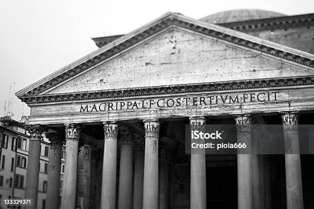 Pantheon Temple In Rome Stock Photo - Download Image Now - Ancient Rome, Architecture, Black And White