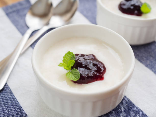 istock Panna cotta with blueberry jam 1333298919