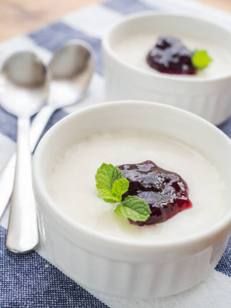 istock Panna cotta with blueberry jam 1333298920