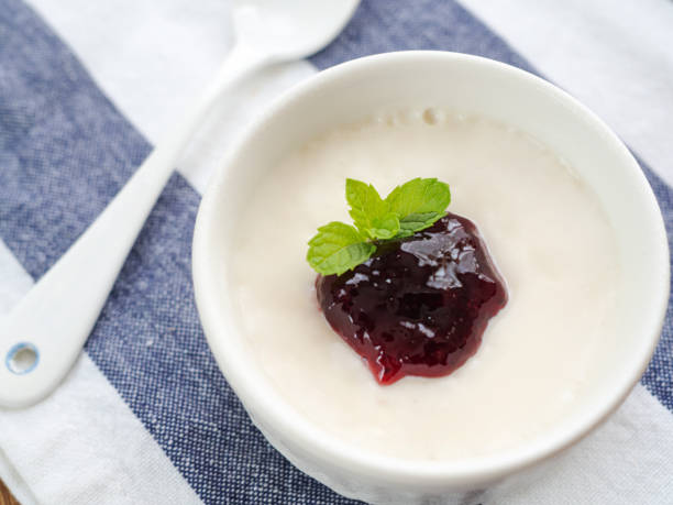 istock Panna cotta with blueberry jam 1333298921