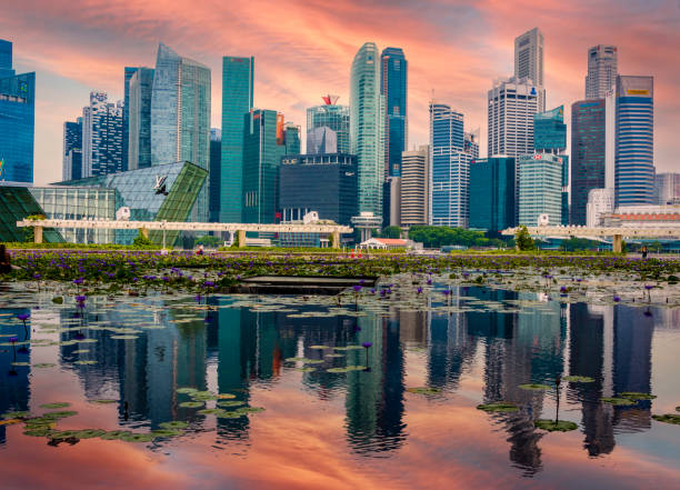 istock Singapore business district panorama over Marina Bay 1333302810