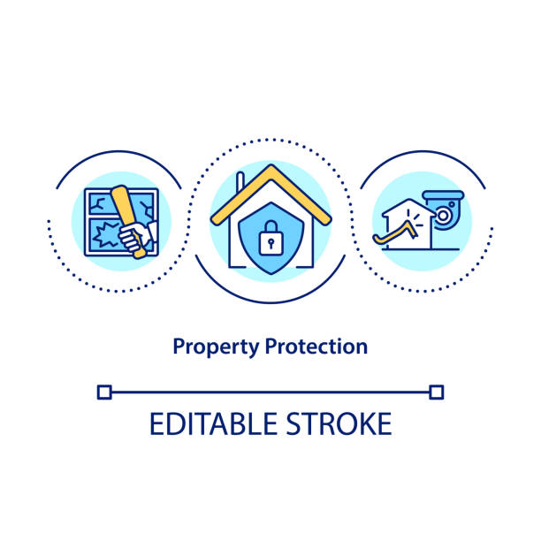bildbanksillustrationer, clip art samt tecknat material och ikoner med property protection concept icon - security home