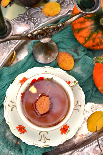 istock A cup of tea top view, autumn. 1333319558