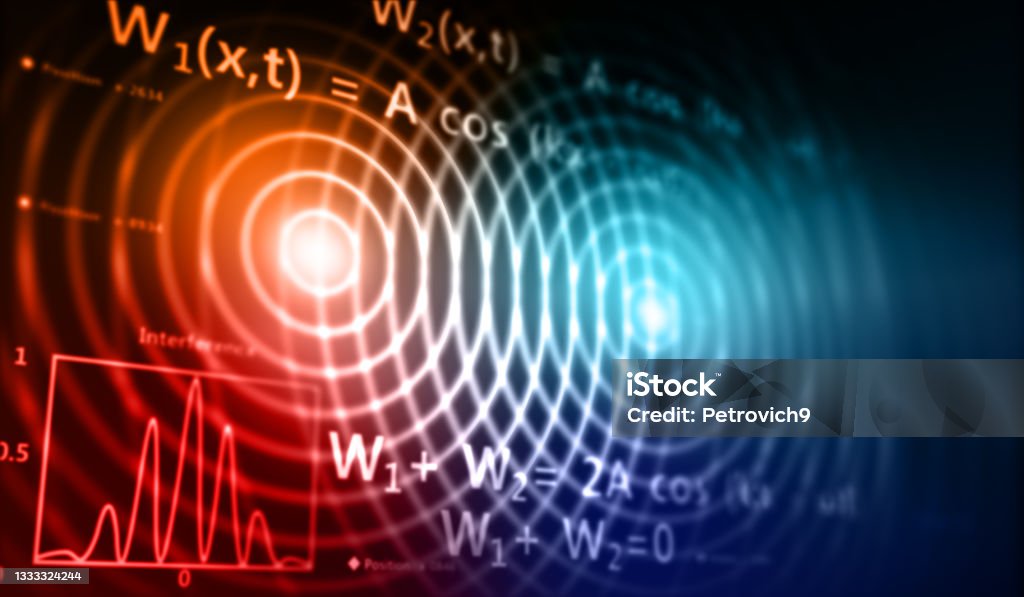 Two Points and Interference Two Points and Interference - 3D Rendering Electromagnetic Stock Photo