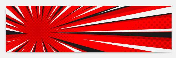 サンバースト、スターバースト抽象的なヴィンテージレトロコミックの背景テンプレート赤黒黒の白色。バナー、漫画のイラストに適しています - star shape点のイラスト素材／クリップアート素材／マンガ素材／アイコン素材