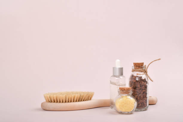 istock Basket with accessories for spa and bath on beige . Eco-friendly products. Zero waste. 1333325860