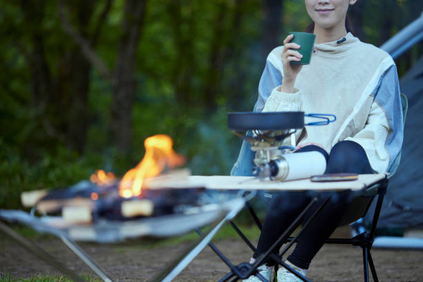 Young Japanese Woman Do Solo Camp Young Japanese Woman Do Solo Camp solo performance stock pictures, royalty-free photos & images