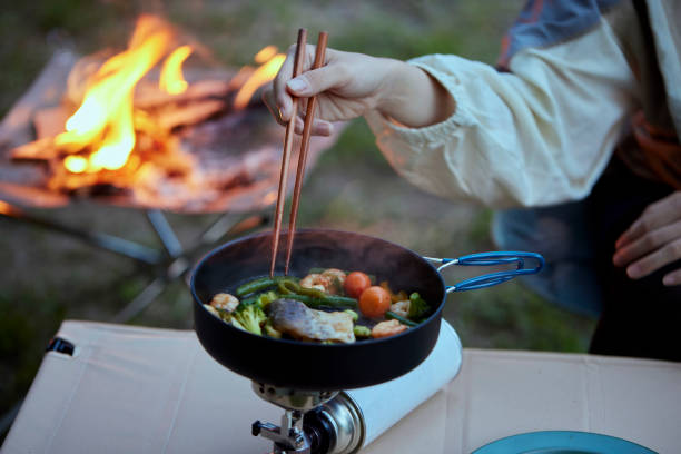 istock Young Japanese Woman Do Solo Camp 1333326892