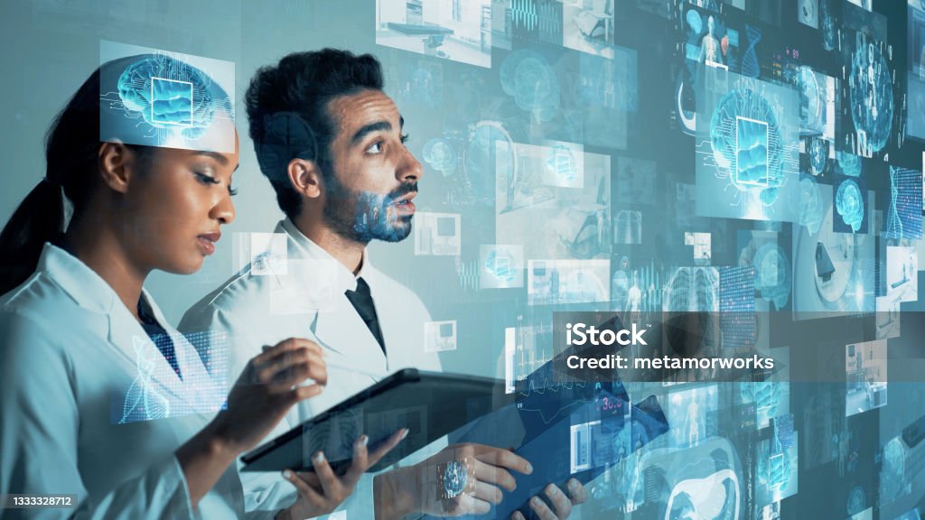 Medical technology concept. Remote medicine. Electronic medical record. Healthcare And Medicine Stock Photo