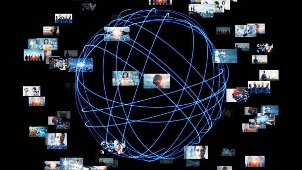 istock Digital contents concept. Social networking service. Streaming video. communication network. 1333328747