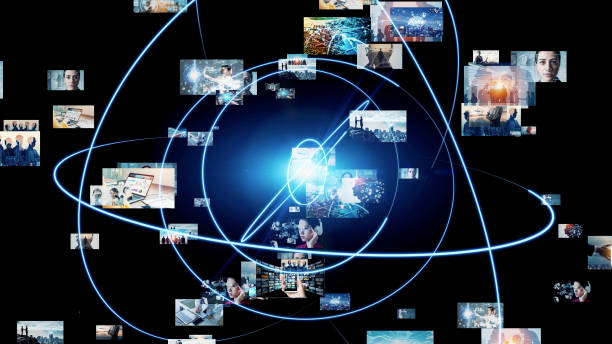 istock Digital contents concept. Social networking service. Streaming video. communication network. 1333328768