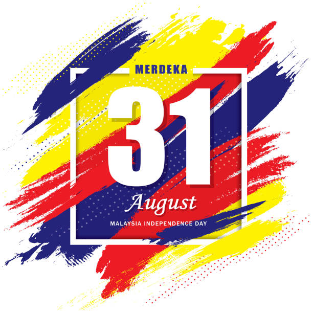 31 August Merdeka - number 31 with abstract brush stroke background 31 August - Malaysia Independence Day illustration. Modern abstract art background base on Malaysia flag colours. number 31 stock illustrations