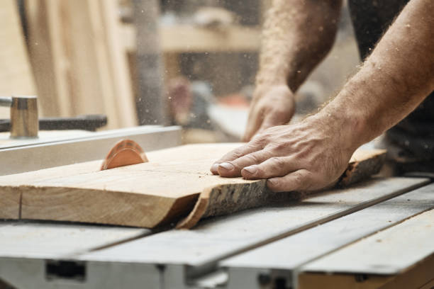 istock A carpenter works on a board sawing machine 1333332387