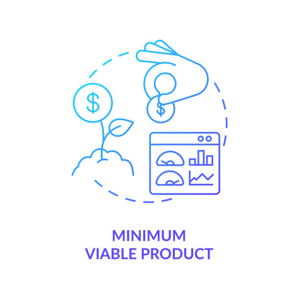 Minimum viable product blue gradient concept icon Minimum viable product blue gradient concept icon. Early business development. Investment in company. Startup launch abstract idea thin line illustration. Vector isolated outline color drawing most valuable player stock illustrations