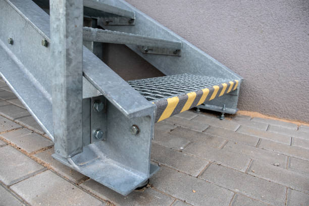 istock Fire escape stairs from a public building. Metal constructions 1333334373