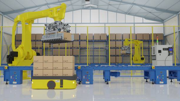 istock AGV and paleetizing robot in smart factory 1333334586