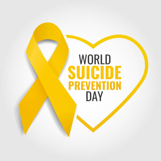 światowego dnia zapobiegania samobójstwom. - yellow color stock illustrations