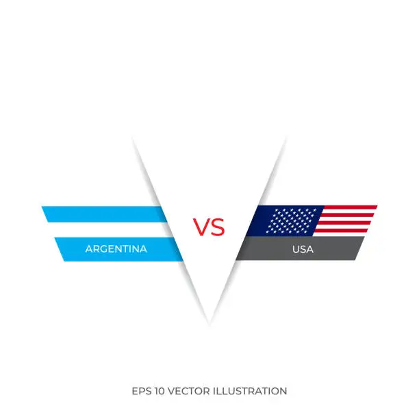 Vector illustration of Argentina vs USA stock illustration. Flags of USA and Argentina.