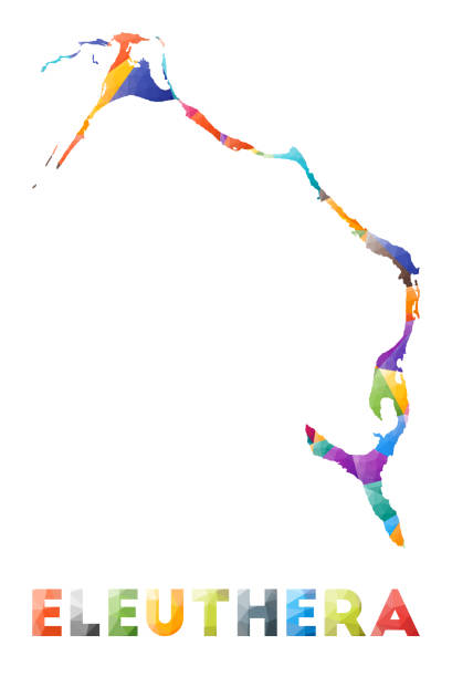 eleuthera - красочная низкополигональная форма острова. - eleuthera island stock illustrations