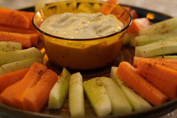 istock Carrot cucumber salad with dip 1333347506