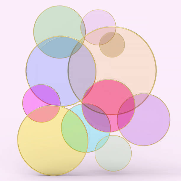 istock Multicolour glass circles on the pink. Geometric abstraction, 3d rendering illustration, nice abstract design for mobile phone background, wallpaper or any more. 1333347838