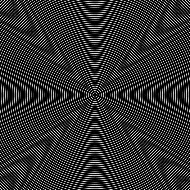 Spiral background. White circles on a black background. The illusion of hypnosis