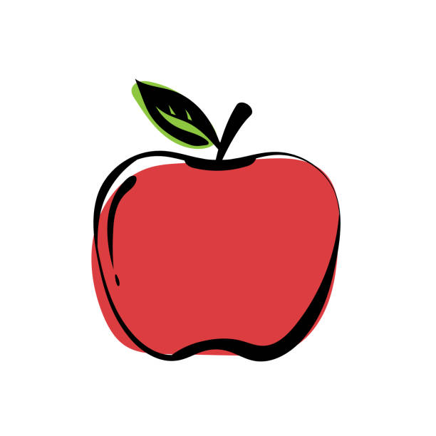 illustrations, cliparts, dessins animés et icônes de icône apple sur fond blanc. vecteur - pomme