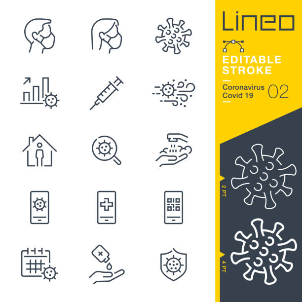 Lineo Editable Stroke - Coronavirus Covid 19 line icons Vector Icons - Adjust stroke weight - Expand to any size - Change to any colour antiseptic stock illustrations