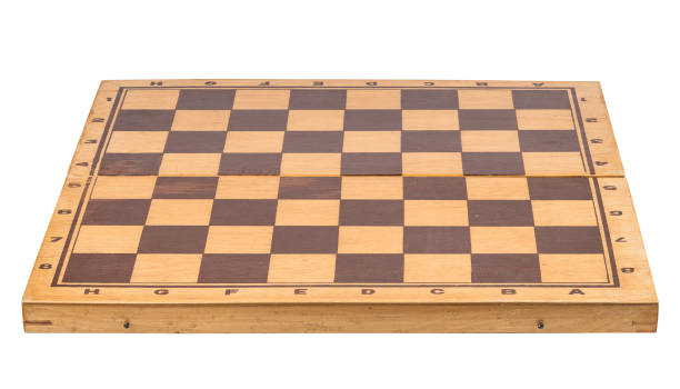 emptu chessboard isolated on white background. chess board cut out stock photo
