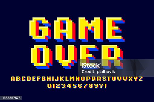 istock Pixel retro arcade game style font 1333357575