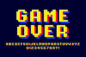 istock Pixel retro arcade game style font 1333357575
