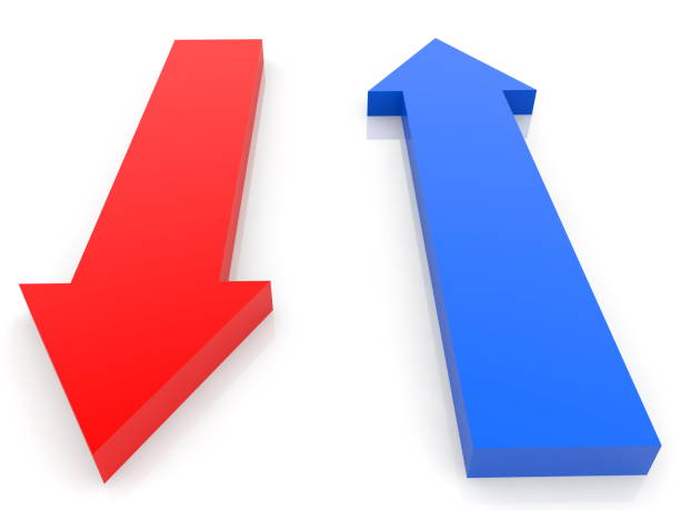 istock Concept of two arrows in blue and red 1333359268