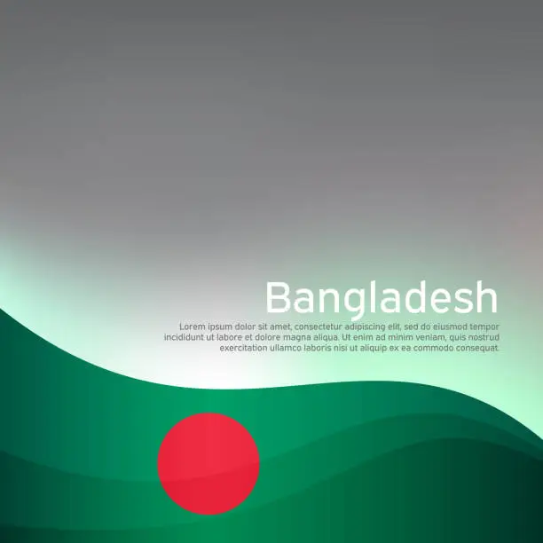 Vector illustration of Abstract waving bangladesh flag. Creative background for design of patriotic holiday card. Bangladesh national poster. State bangladeshi patriotic cover, flyer. Vector design