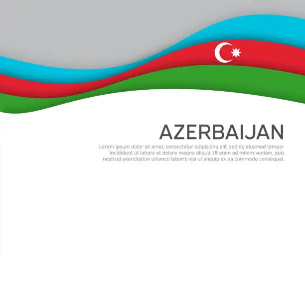 Vector illustration of Abstract waving azerbaijan flag. Paper cut style. Creative background for design of patriotic holiday card. Azerbaijan national poster. State azerbaijani patriotic cover, flyer. Vector design