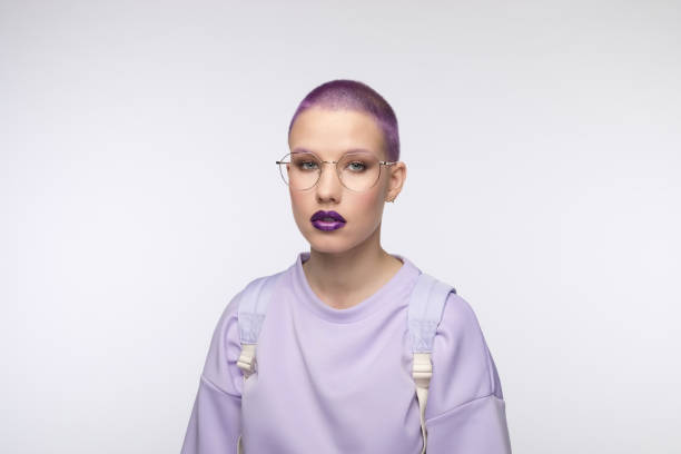 istock Female student with short purple hair 1333363158