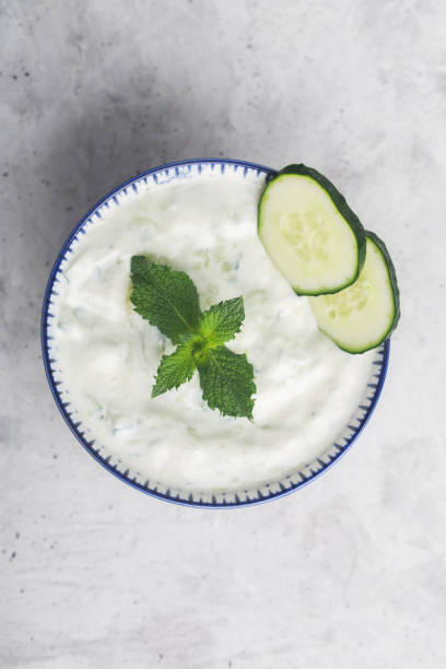 Traditional Indian Raita with Dahi with peppermint